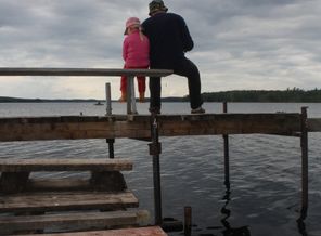 с папой на рыбалке